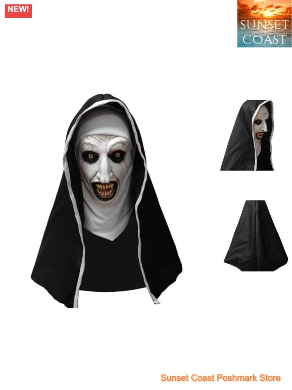 Scary Nun Mask Latex Full Head Adult Halloween Horror Cosplay